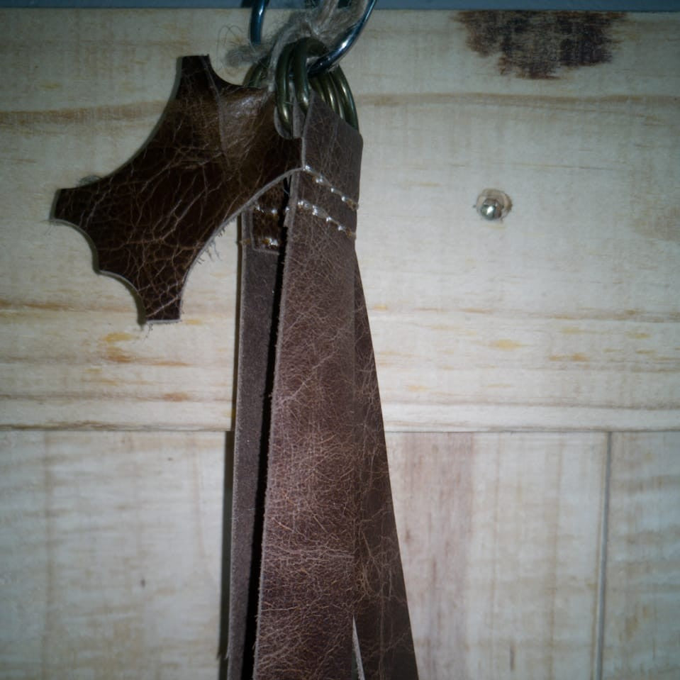 Handmade Leather Hanging Plant Holder - Chrome Tan