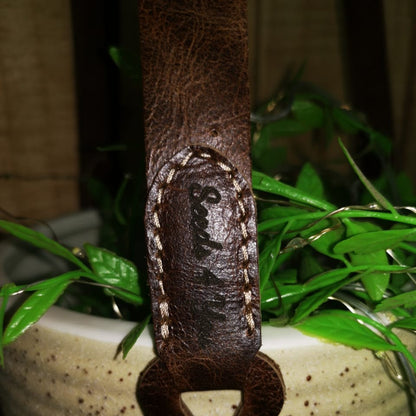 Handmade Leather Hanging Plant Holder - Chrome Tan