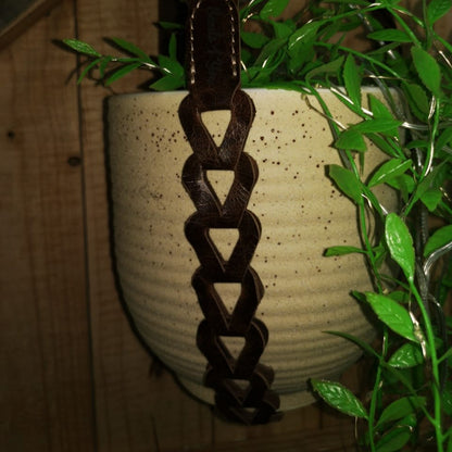 Handmade Leather Hanging Plant Holder - Chrome Tan