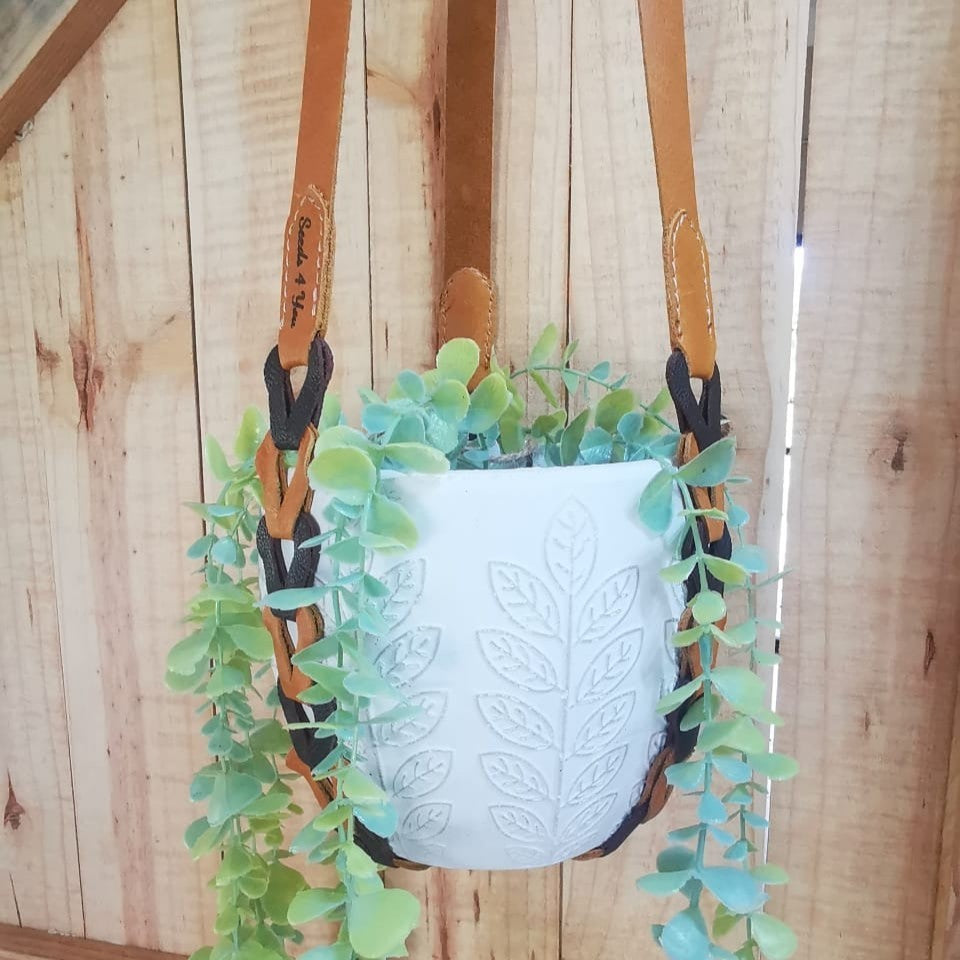 Handmade Leather Hanging Plant Holder