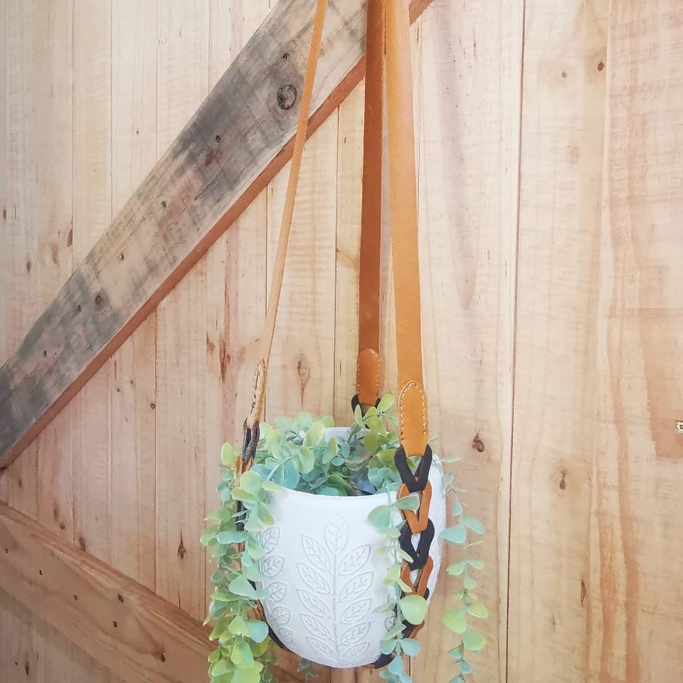 leather macrame plant hanger Handmade Leather Hanging Plant Holder – Seeds 4 You (Pty) Ltd